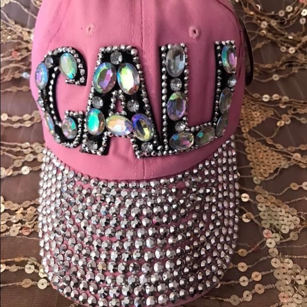 Pink rhinestone baseball hat